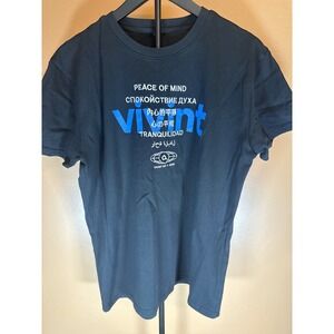 Vivint Peace‎ of Mind Graphic T-Shirt Black Multi Language Logo Mens Large L